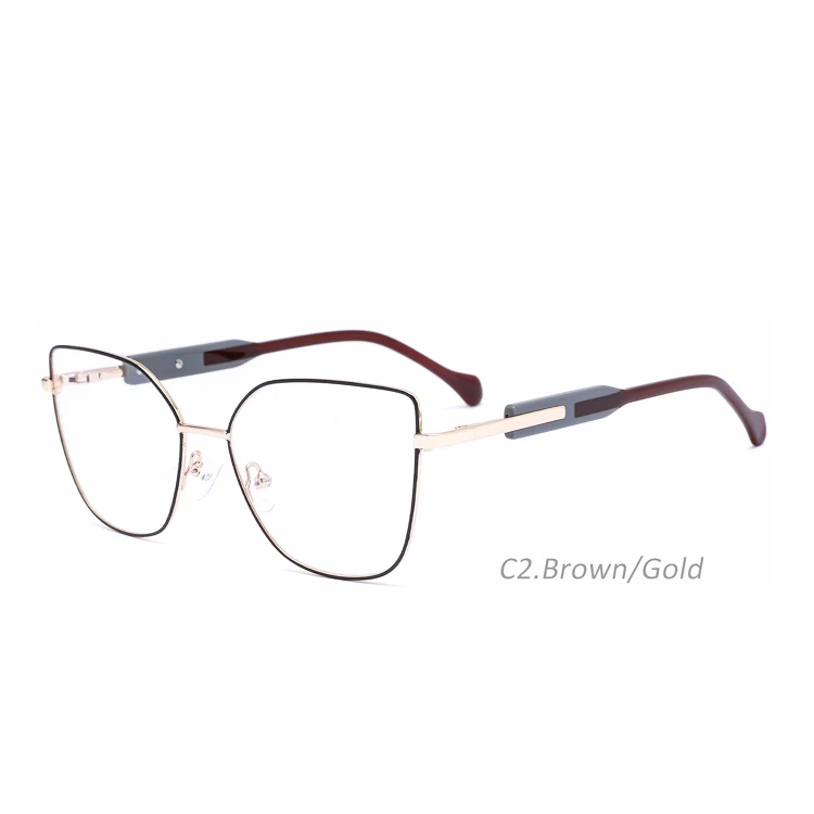TL5202  Wonderful size shape colorful high quality metal frames double color temple popular Cateye women fashion frames