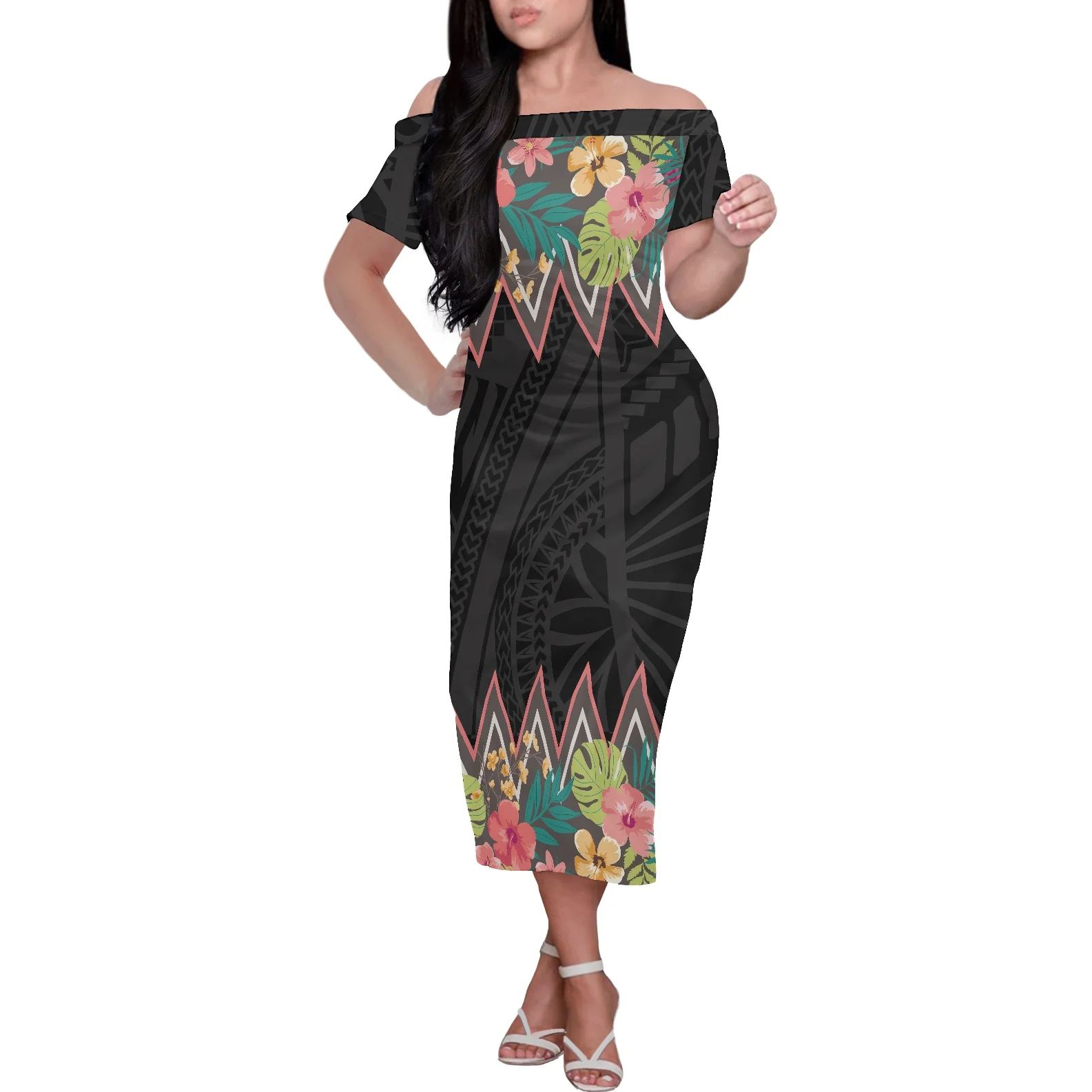 2022 polynesian dress women fashion off the shoulder maxi long dress online shoe wholesale in bluk private label women dresses