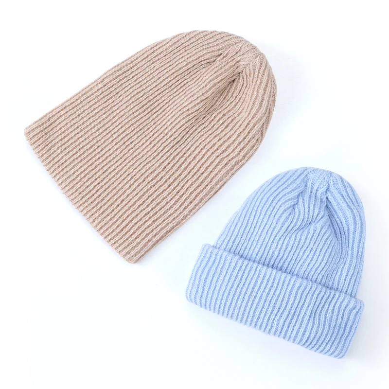 High Quality Winter Kids Plain Dyed Jacquard Custom embroidery print logo solid color 100% Acrylic Warm Knitted Beanie Hat