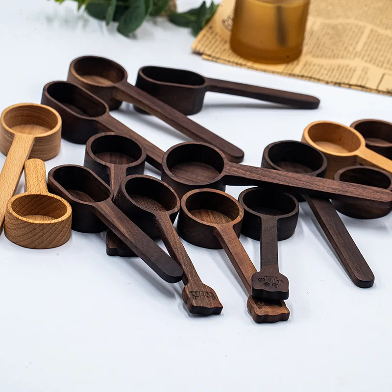 Кофейные ложки с длинной короткой деревянной ручкой