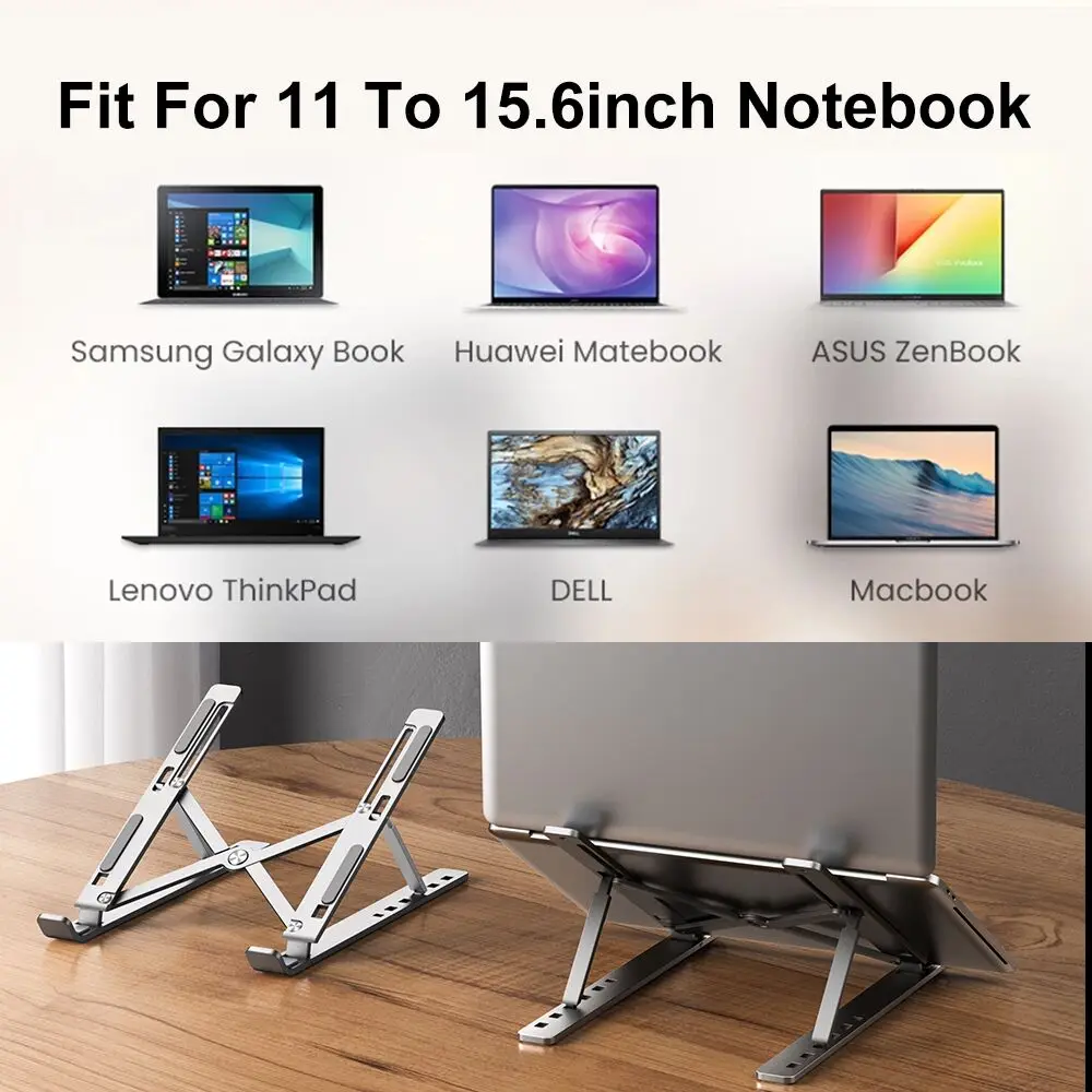Aluminum Support Adjustable Ergonomic Device Phone And Computer Desks Portable Foldable Laptop Stand For Sale