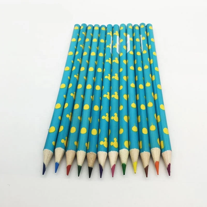 Factory Wholesale Kids Stationery Sets Cheap Cute Natural Wooden Drawing Pencil Cartoon Multi Color Pencil Sets
