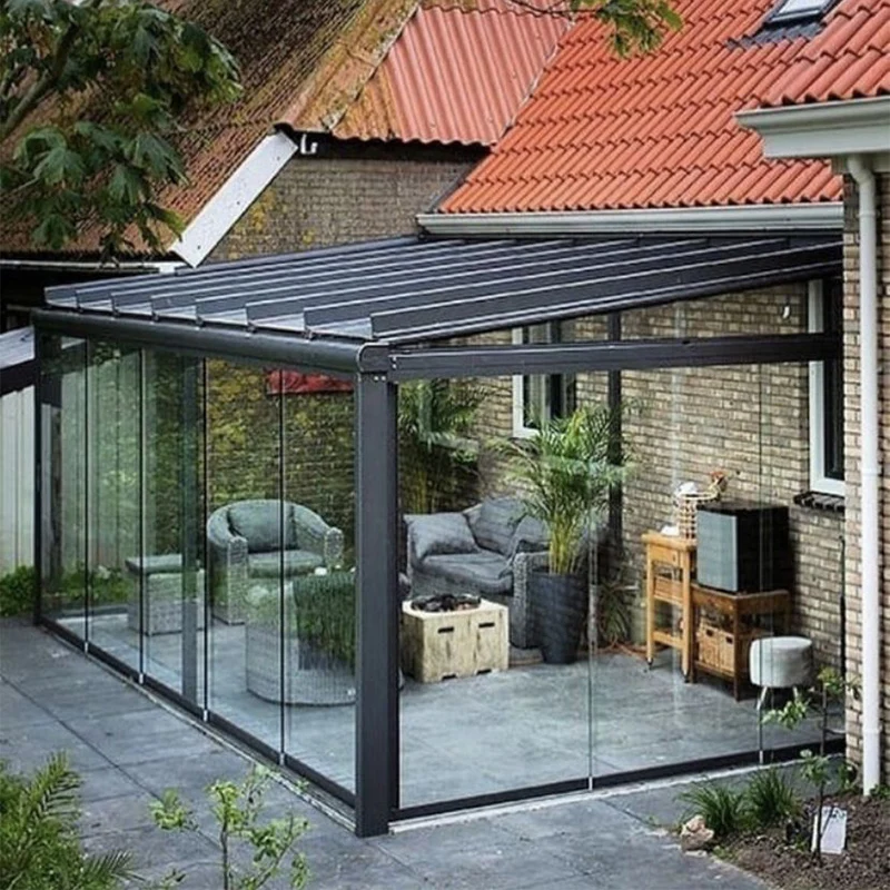 D-TOP NFRC aluminium profile for sunroom outdoor prefab glass garden sunroom For manual sunroom glass house Of House