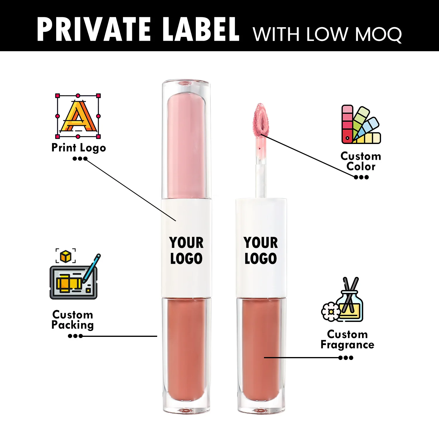 Lip Gloss Chocolate Trend Sample 7ml Low Moq women Double-sided New Materials Lip Gloss