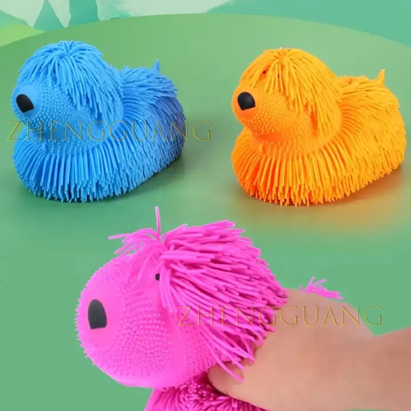 Zhengguang Toys 2024 Super Soft Squishy Fidget Noddles Dog Toy Anti-Stress Relief Squeeze Balls Long Hairy Puppy for Child