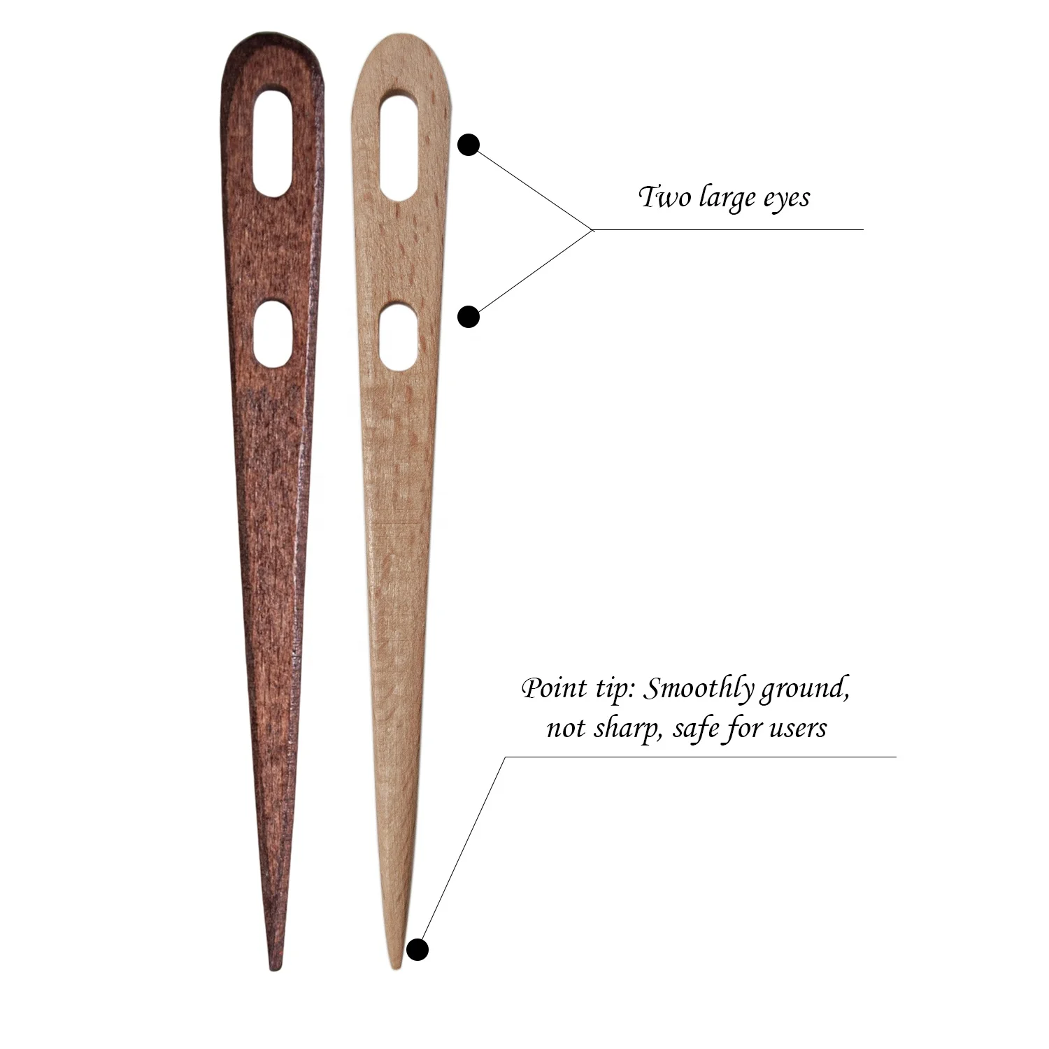 Set 4 Needlebinding Beechwood Needle with Large Two-Eyed Multipurpose Weaving Knitting Sewing Needles for Craft Work