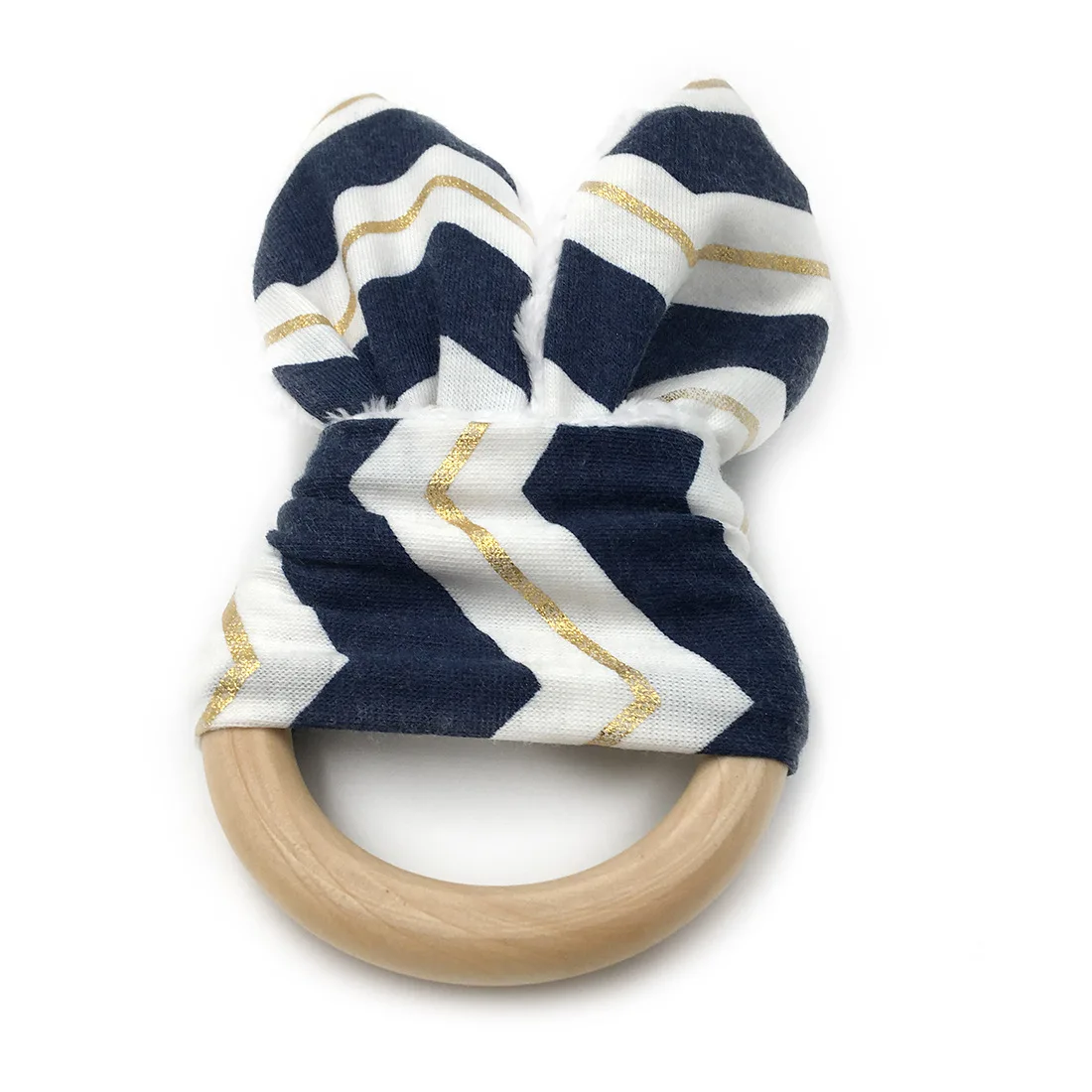 
BPA Free Food Grade Silicone Teether Bracelet Rattle Natural Baby Teething Toy Baby Teethers Wooden Teether Ring With Fabric 
