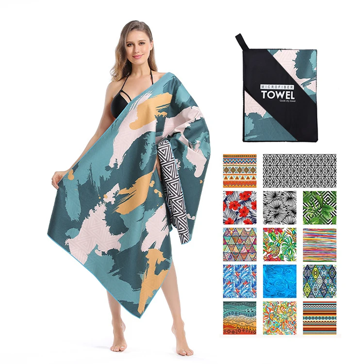 Переработанные экологически чистые двухсторонние пляжные полотенца летнее быстросохнущее пляжное полотенце Rpet