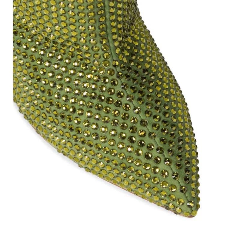 Fashion show cross-border foreign trade Large size lady sky Star stiletto heel rhinestone pointed knee sheepskin thigh-high boot