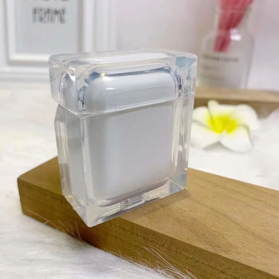 
Fluorescent Bright Transparent Clear Square Shape Cube Solid Candy Color Glossy For Airpods Pro 3 2 1 case cover 