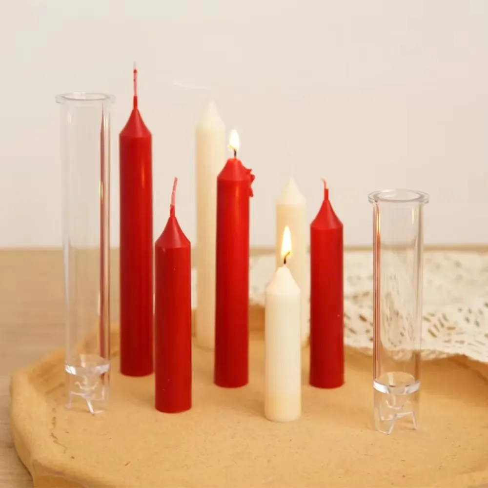 2 Set Acrylic Taper Candle Mold Crystal Candlestick Holders Wedding Christmas Table Decor Column Candle Lanterns Candle Making