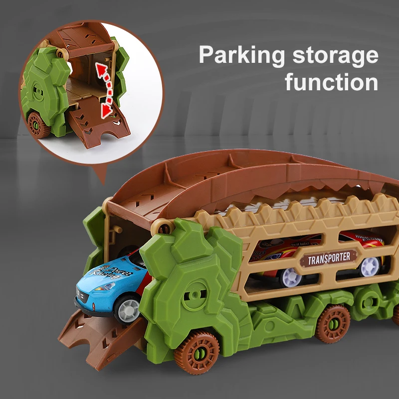 Vehicle Dinosaur Truck Toys car Storage Dinosaur with 6 PCS mini Model Car Dinosaur Truck Toys For Kids Boy