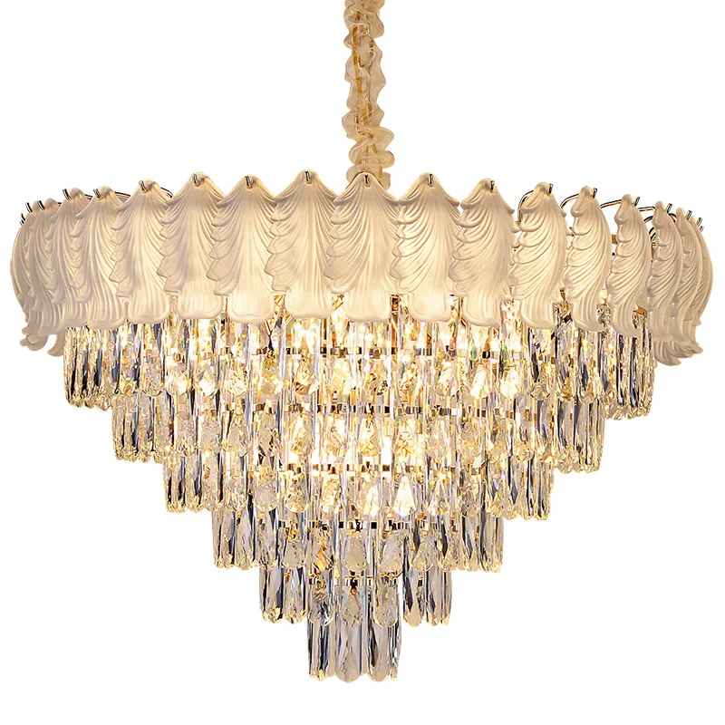 French light luxury feather crystal living room chandelier cream style bedroom restaurant home LED lighting