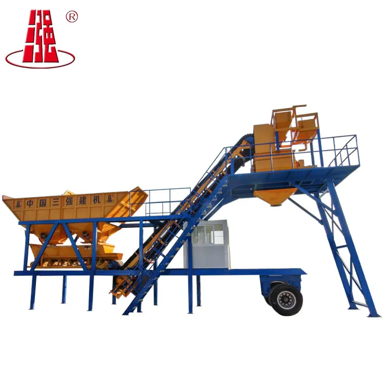 SANQ YHZS25 Ready Mixed Concrete Batching Equipment Road Mobile Concrete Batch Plant With 100T Cement Silo