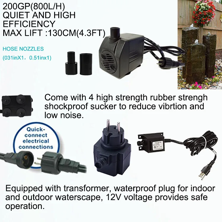 JR-800LV 12W 800L/h 12V Submersible Water Pump For Aquariums And Garden Pond