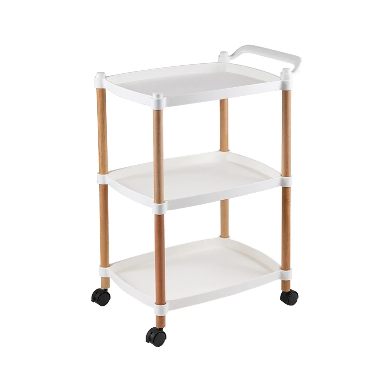 Popular Sale Nordic Style Household Wooden Legs Practical Plastic Trolleys for Kitchen Living Room