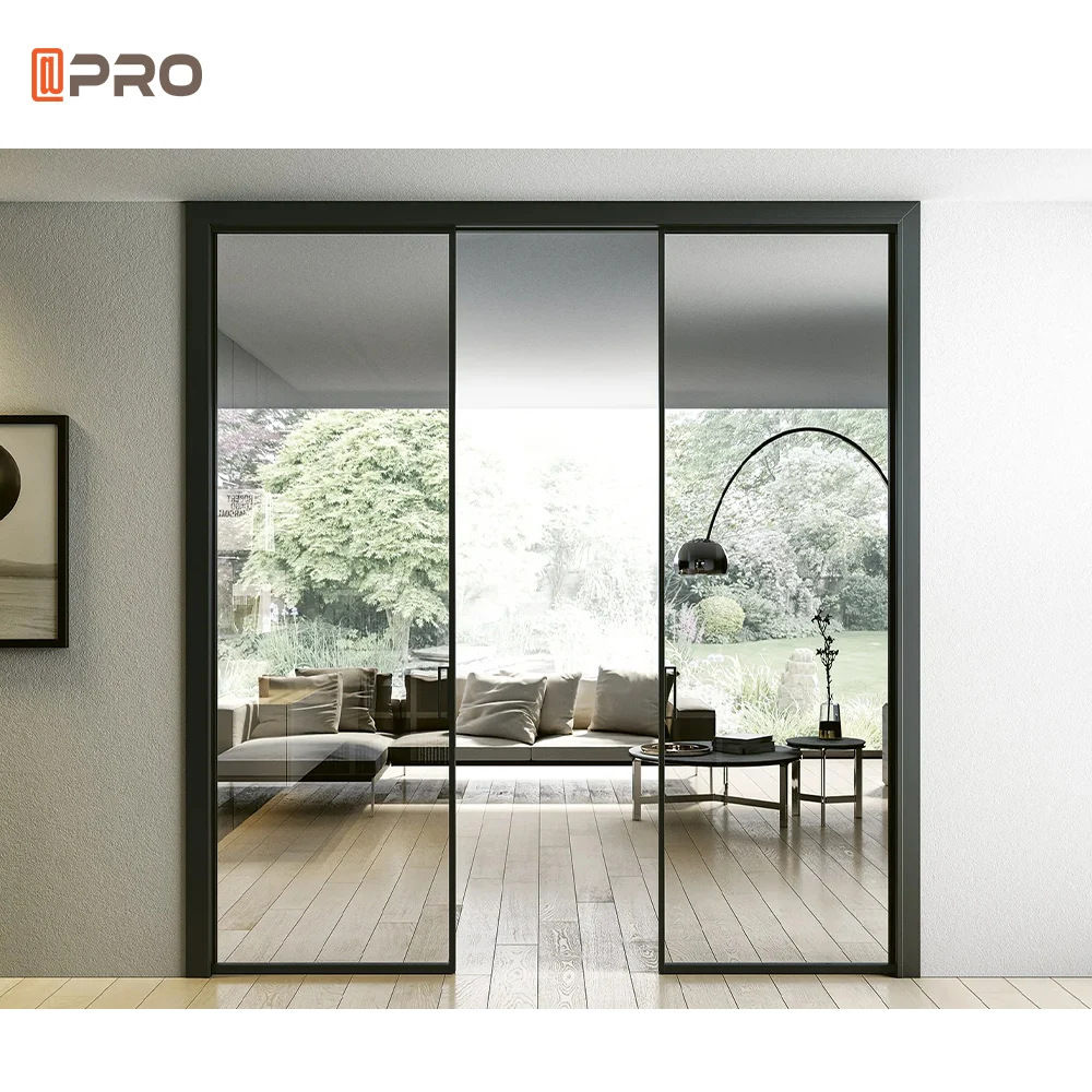 APRO modern pocket doors glass sliding pocket door hardware kit  aluminum frame sliding glass pocket doors system