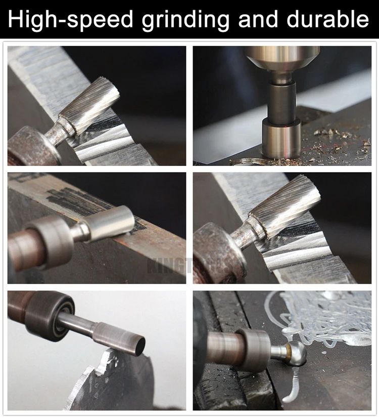 10pcs Rotary Tool High-speed Grinding Durable 6mm 1/4 inch Shank Solid Single Standard Cut Tungsten Carbide Burrs