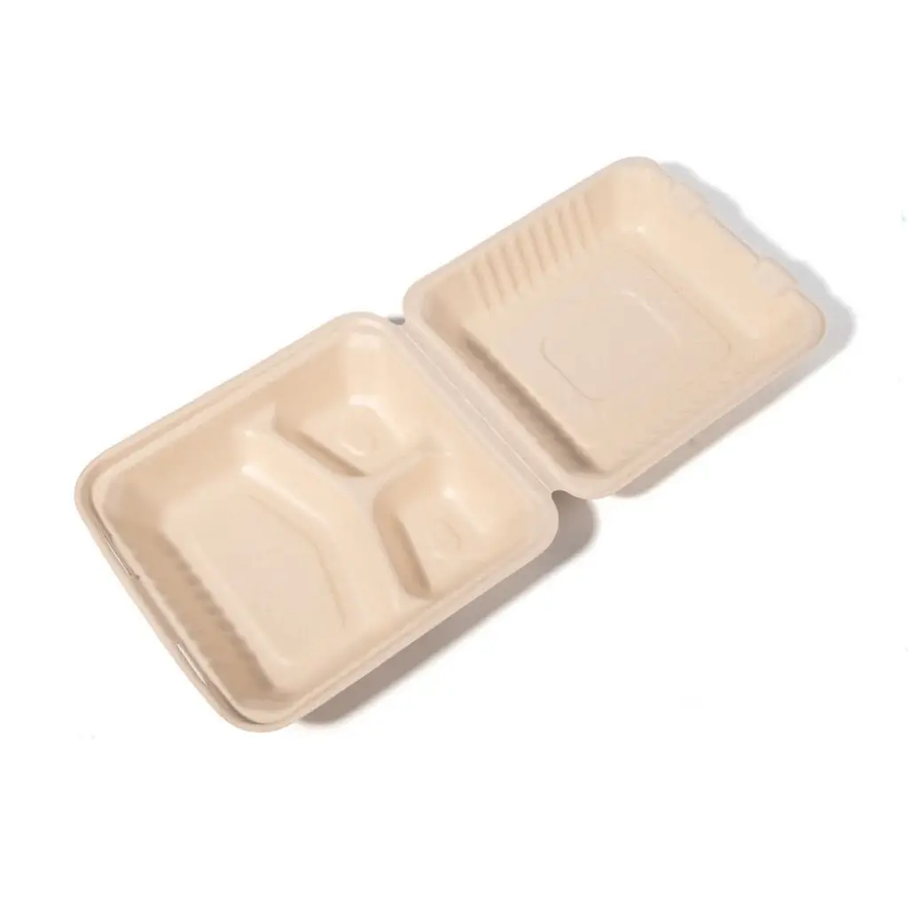 Bagasse Pulp Bamboo Pulp Disposable Tableware Six Tray Environmentally Friendly Degradable and compostable plates