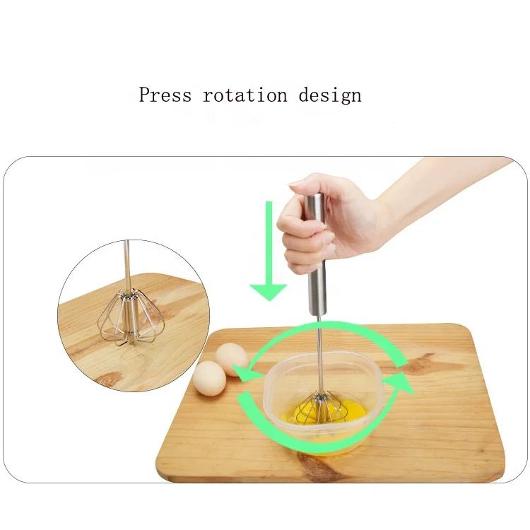 Stainless Steel Semi-Automatic Spin Rotary Egg beater