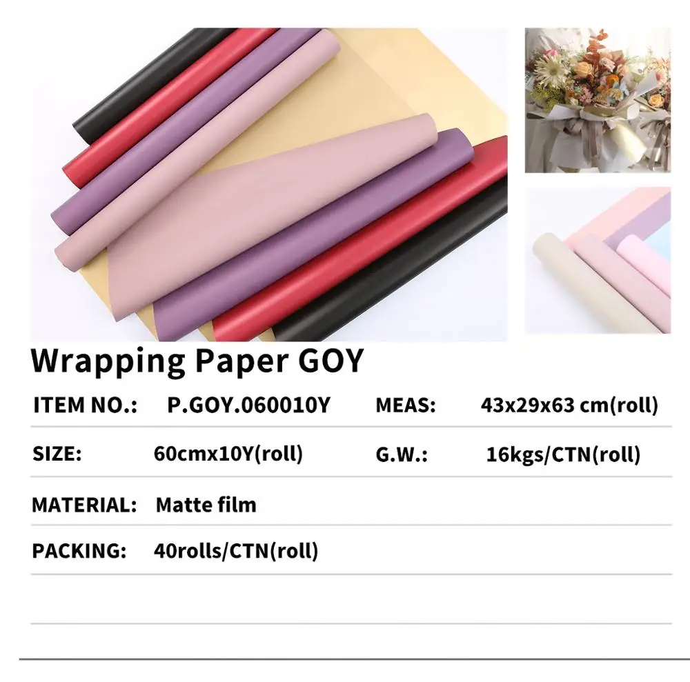 60x10Yards  Sinowrap double sided glod color wrapping rolling paper florist wrapping paper