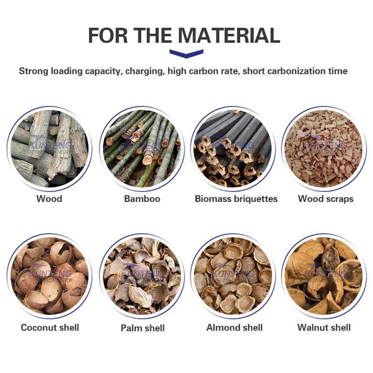natural wood biochar carbonization furnace charcoal machine bamboo coconut shell carbonization kiln