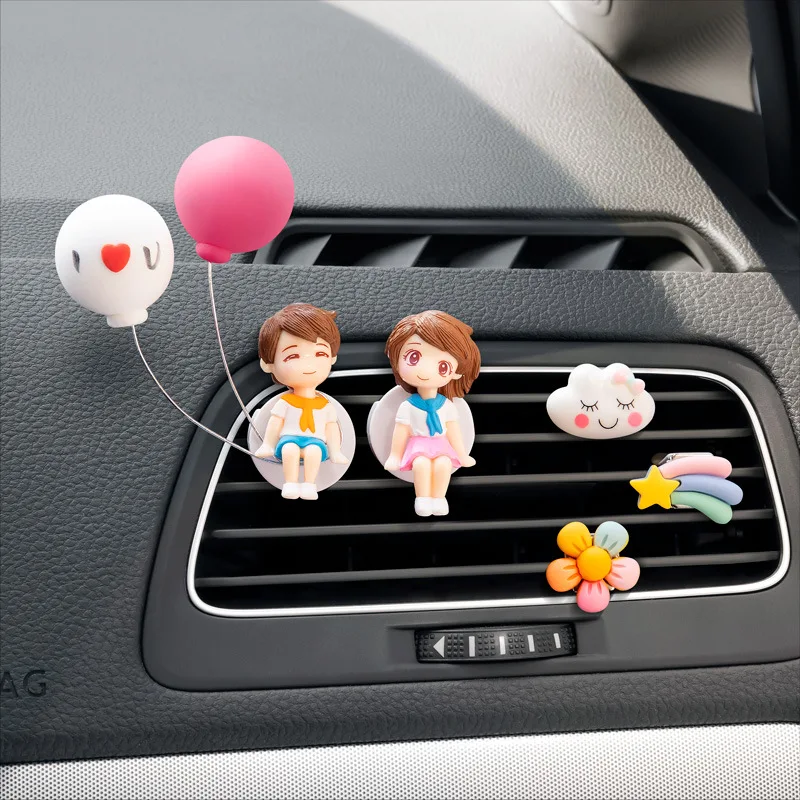 INS Wedding Christmas Gifts Interior Ornament Diffuser Cloud Flower Couple Lover Cute Balloon Car Vent Clip Decoration