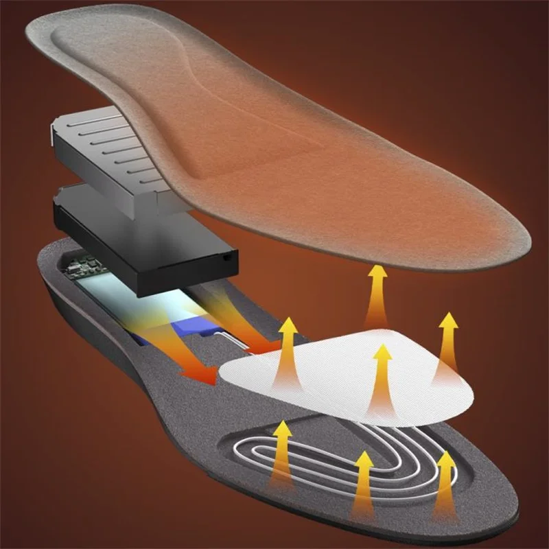Heated Insoles Orthopedic Insoles Battery Winter Outdoor Sport Shock Absorption Insole Foot Warmer Electric Rechargeable