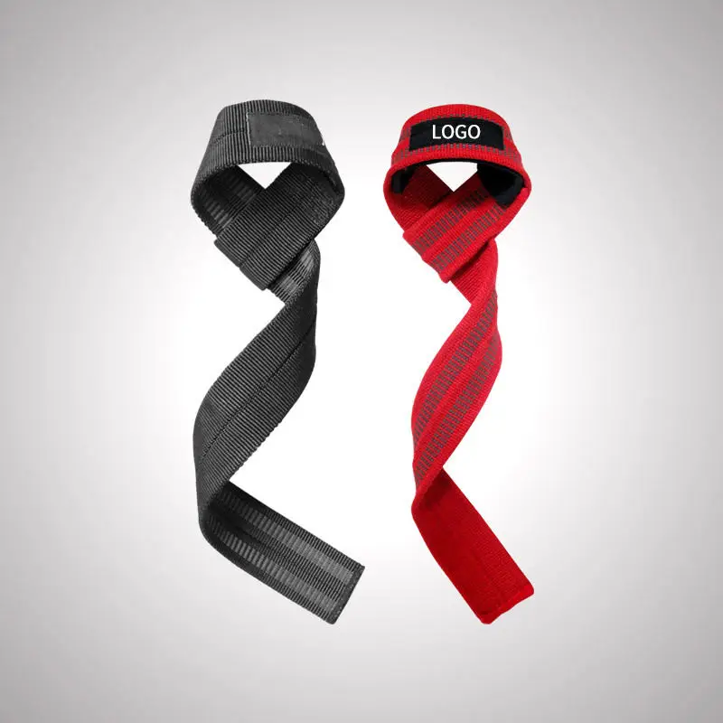Custom Logo Cotton Power With Silicone Gym Deadlifting Wrist Straps Padded Hand Grips Straps Weight lifting Wrist Strap