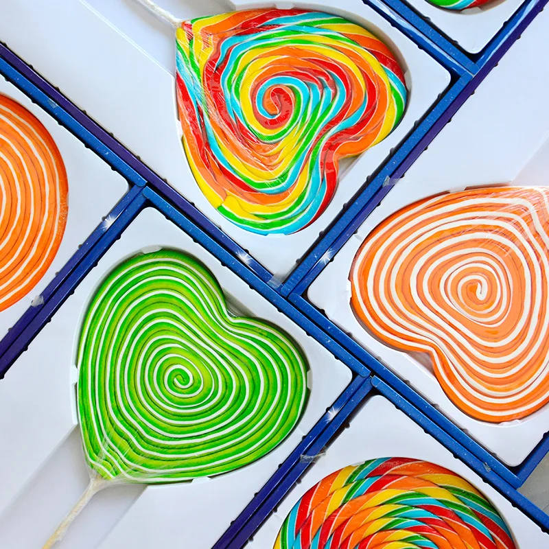 1000g Gift Box Oversized Lollipop Heart-shaped Round Variety of Fruit Flavors Giant Rainbow Wave Board Lollipop