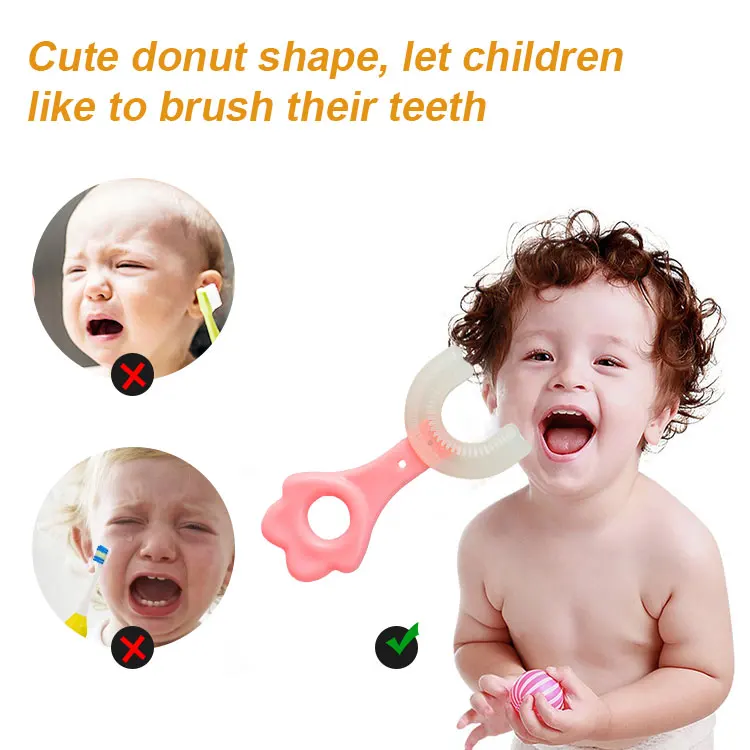 Baby U-Shaped Toothbrush Baby Silicone Toothbrush 360 degree Deep Cleaning Manual Training Teething