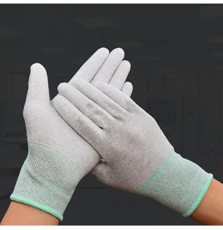 Make in China ESD Nylon White PU Finger Coating Top Fit Glove