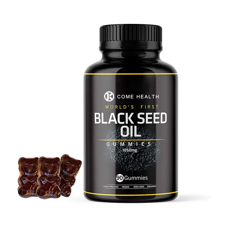 Wholesale OEM/ODM Black Seed Oil Gummies Rich In Thymoquinone & Black Seed For Hair Growth Black Cumin Seed Gummies