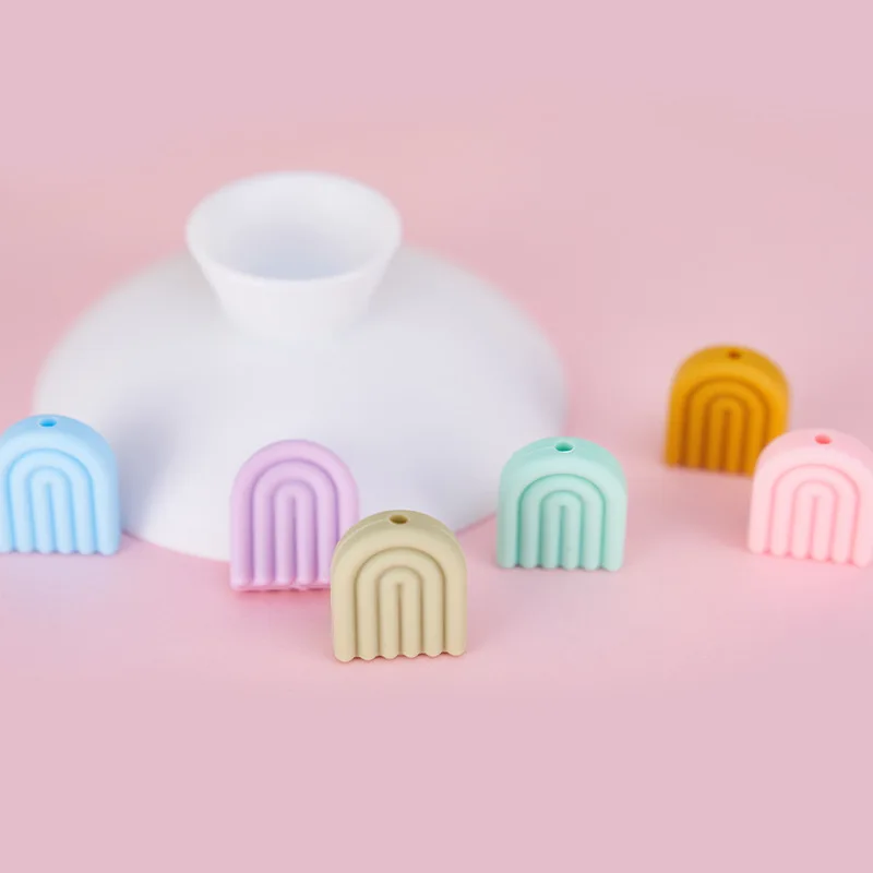 Hot Custom beads teether baby christmas chew rainbow soft Bulk western BPA Free silicone focal beads Wholesale halloween lanyard