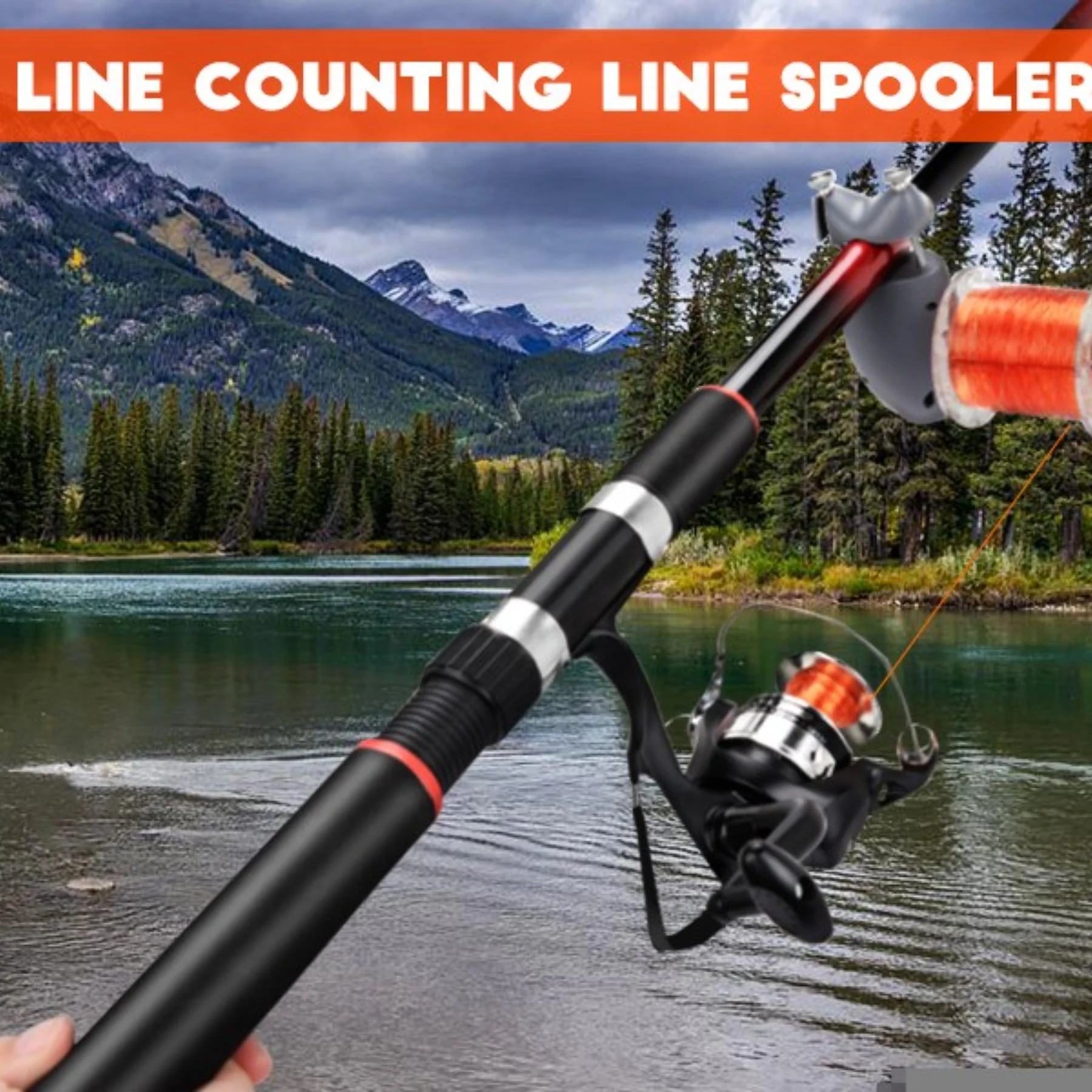 Fishing Line Spooling Tools for Spinning/Casting Reels Portable Fish Shape Adjustable Position Line Counter Fishing Line Spooler