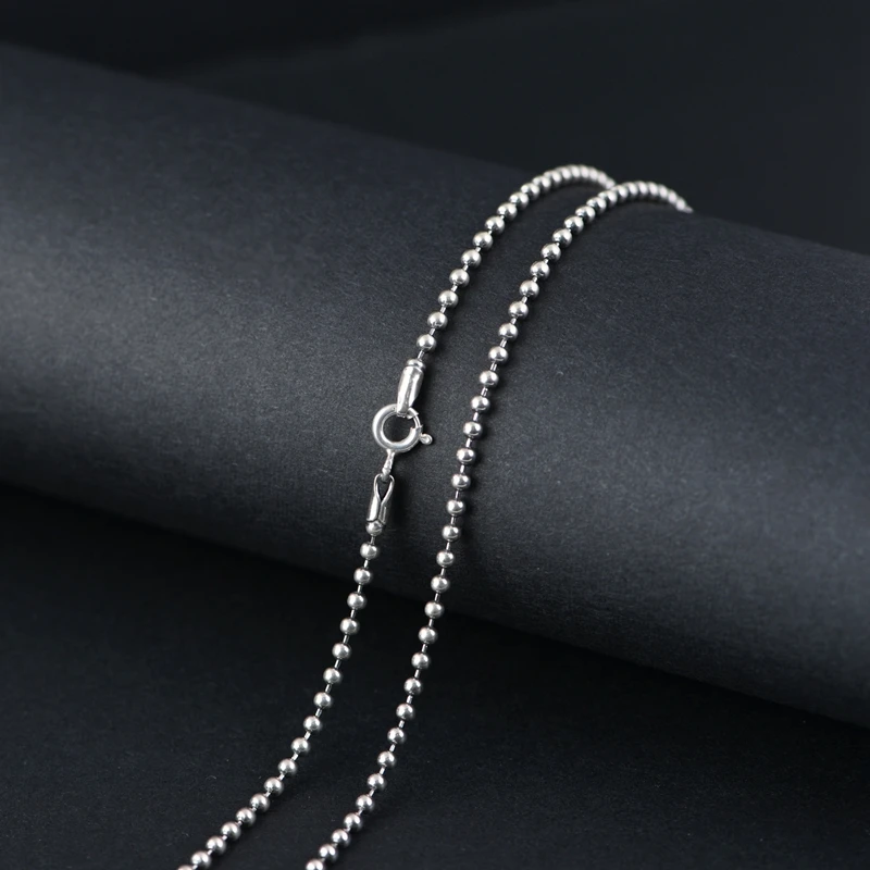 Authentic silver chain S925 Sterling Silver Chain Jewelry 2mm fashion retro Thai silver bead chain necklace for women
