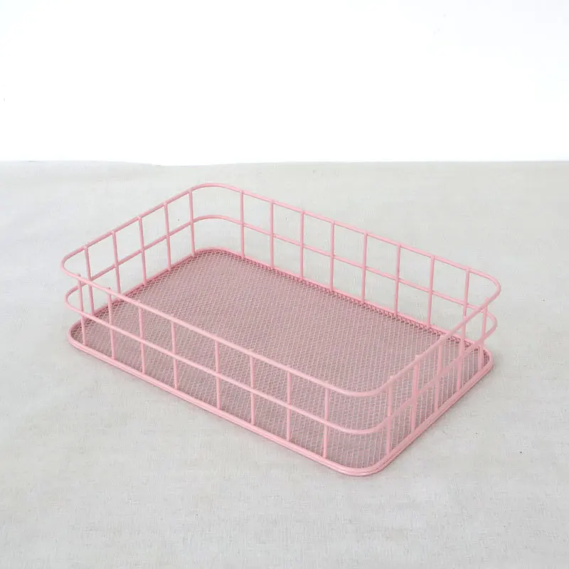 Iron Wire Basket Rectangle Metal Hot Sale Wholesale Custom Accpetive Household Storage Type White Carton Foldable Modern