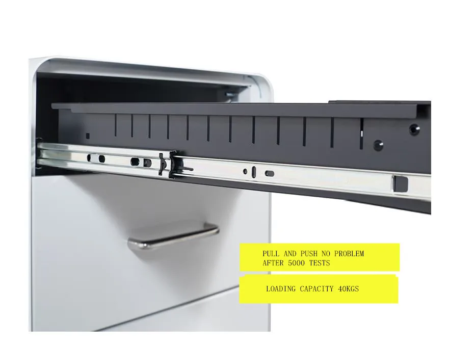 Office use Slim Edge Round Corner Space Saving Design Mobile Pedestal Under Desk 3 Drawer Metal File Cabinet