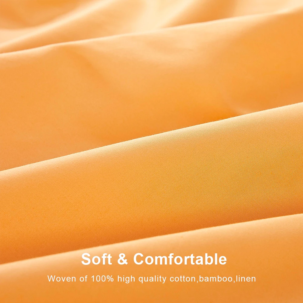 Hotel Plain Orange Bed Linen 100% Cotton King Bed Sheets Sets Wholesale 4 Pieces Hotel Flat Bed Sheets