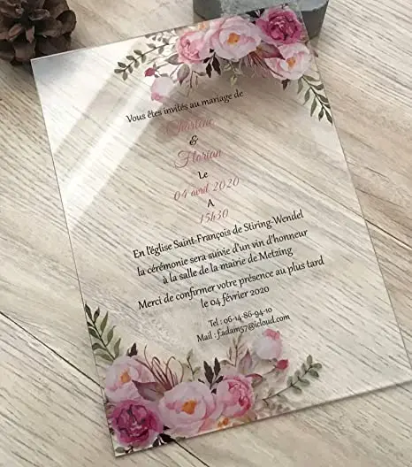 Custom Design Wedding Invitation Cards Acrylic Transparent Invitation Card Acrylic Thank You Acrylic Invitation Card