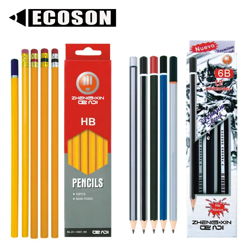 Factory High Quality Promotional Eco-Friendly Professional customized Wooden Graphite sketch pencil set drawing