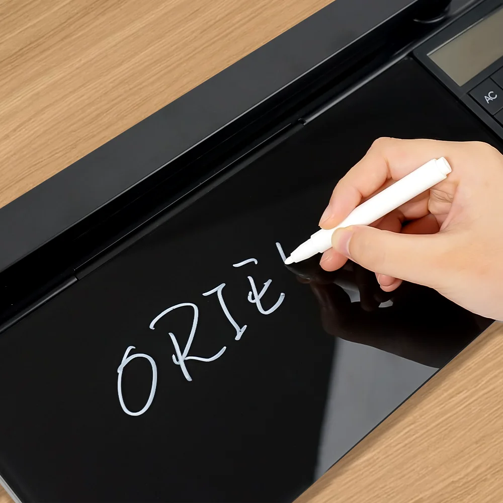 Customize Logo Dry Erase Black Glass Desktop  Keyboard Whiteboard Calculator Notes With Lamp