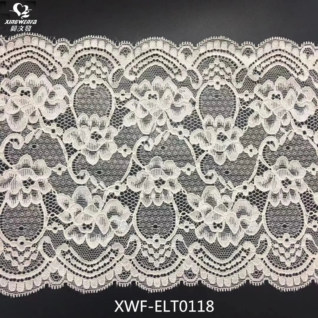 Good quality 18cm border lace trim embroidery white milk silk embroidery lace fabric