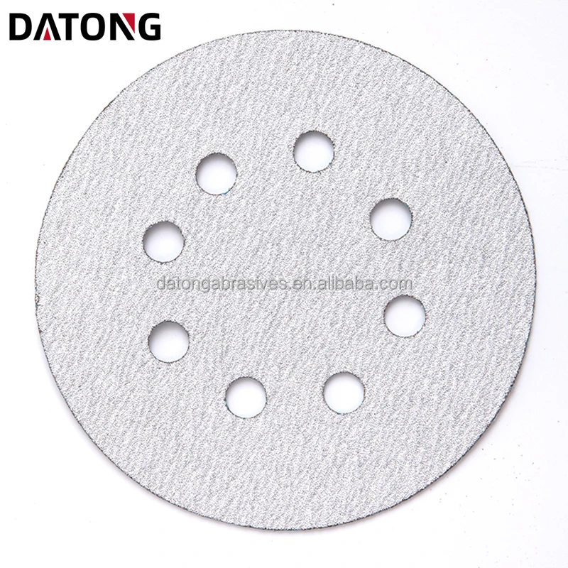 Datong factory High quality abrasives sand paper 5inch 8holes Grit 100 Round Ceramic white Sanding Disc For Metal and