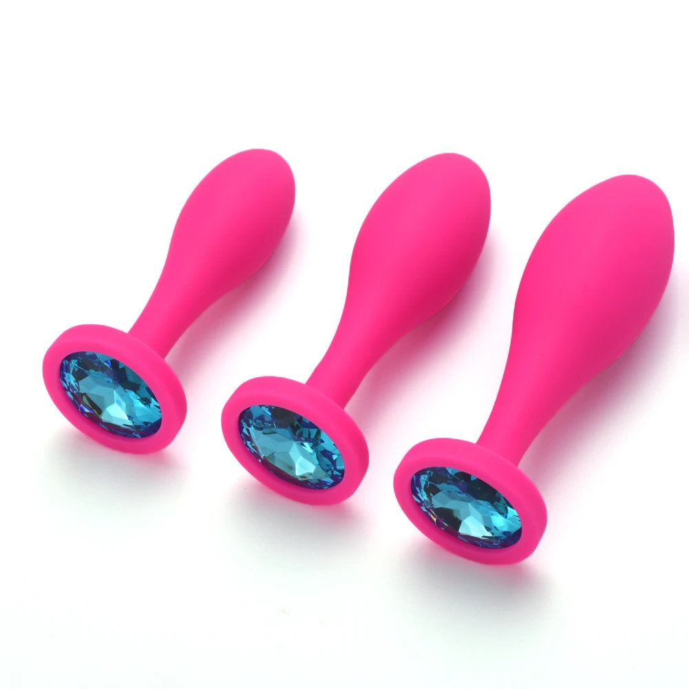 Wholesale 2021 New Anal Plug sex toy Medical safe silicone butt plug kit pink & black pink plugs anal Toy