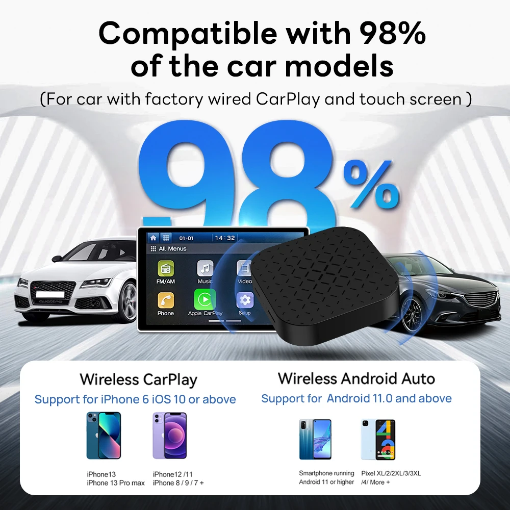 New Arrival Carlinkit Android 11 carplay auto module 3 in 1 dongle Convert Box Wireless Car Adapter Wired Mirroring OTA Update