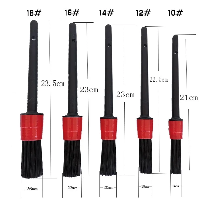 Customized size 5 pcs car detailing brush set car interior and exterior car detail cleaning brush