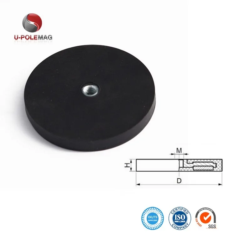 Coated Neodymium Pot Magnet EPDM Rubber Industrial Magnet Permanent Rubber + Ndfeb Magnet +fe37 Pot / Cup Shape 15-20days CN;FUJ