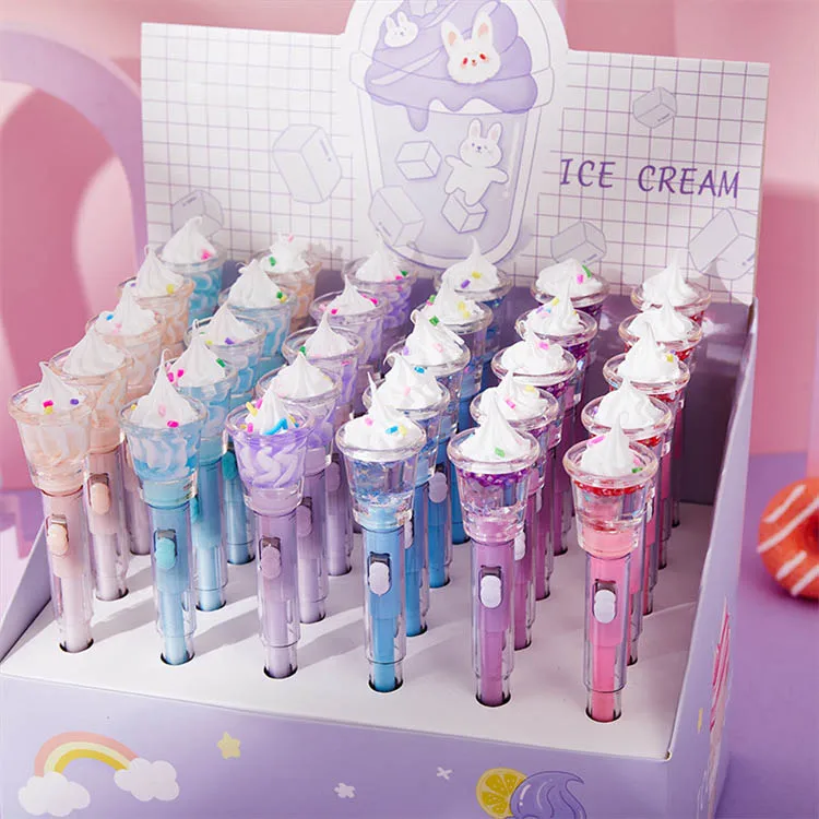 Internet Red Ice Cream Light Pen  Bright Creative Water-Based Pen Elementary School 0.38 Black Pen