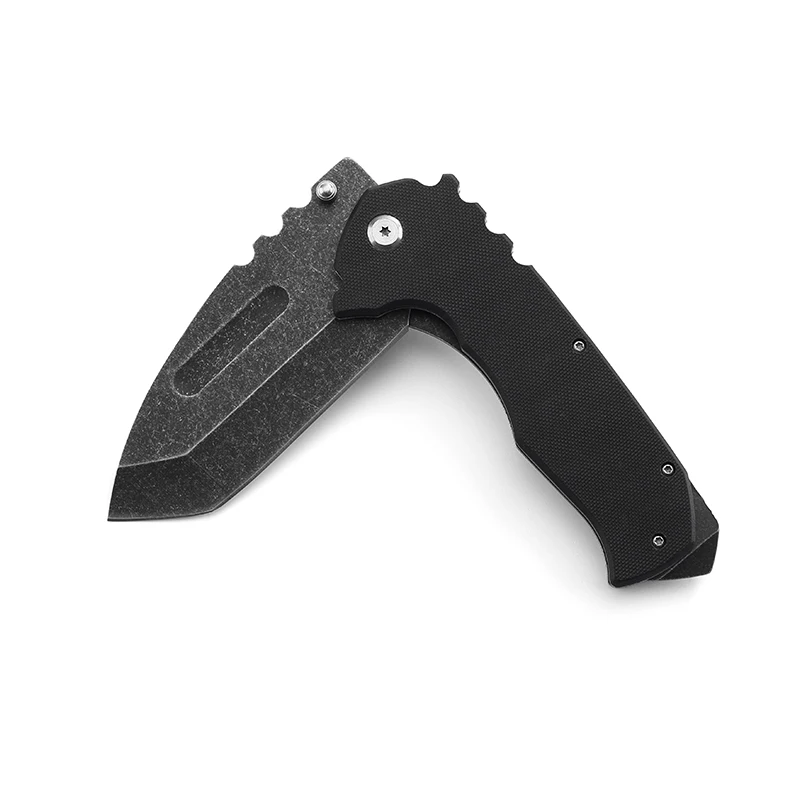 Yangjiang Factory Free Sample Stainless Steel Blade + G10 Handle Outdoor Tactical Survival Hunting Folding Knife With Nylon